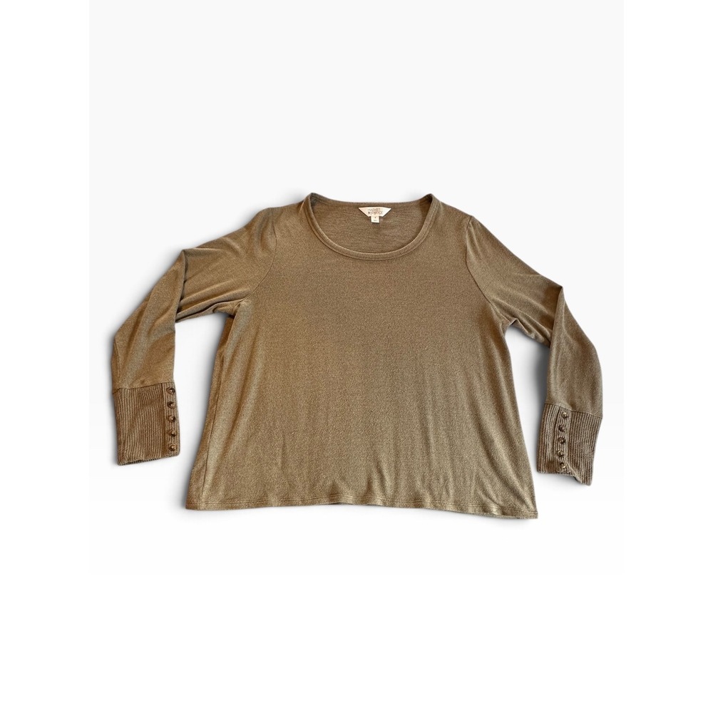 Market & Spruce Knit Top Womens XL Taupe Button Cuff NWR-WGK-10173